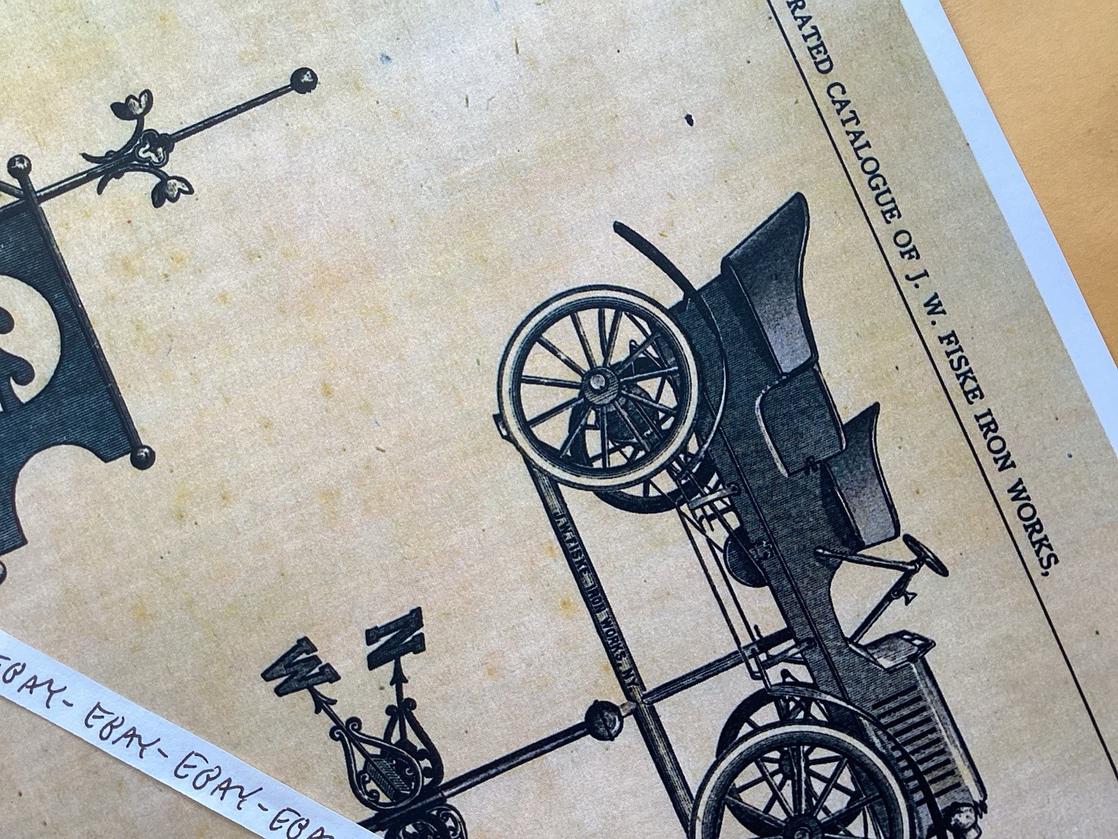 1910 RARE AUTOMOBILE WEATHER VANE 30” LONG $150 COST JW FISKE IRON WORKS NEW AD