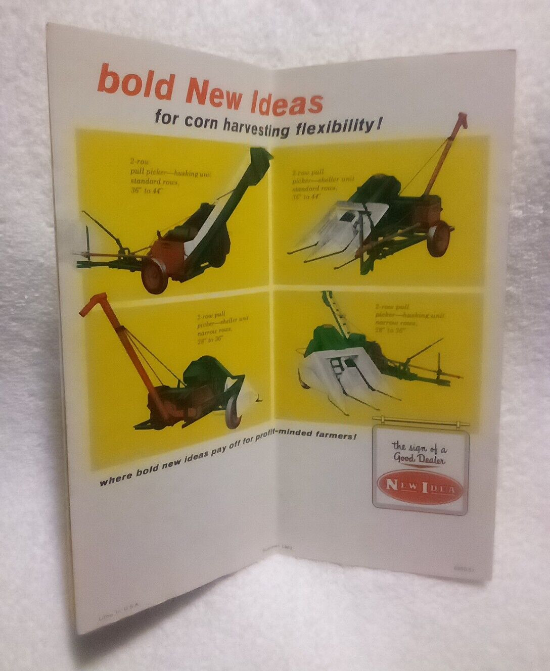 New Idea Two-Row Pull Type Corn Pickers Vintage 1963 Advertising Farm Brochure