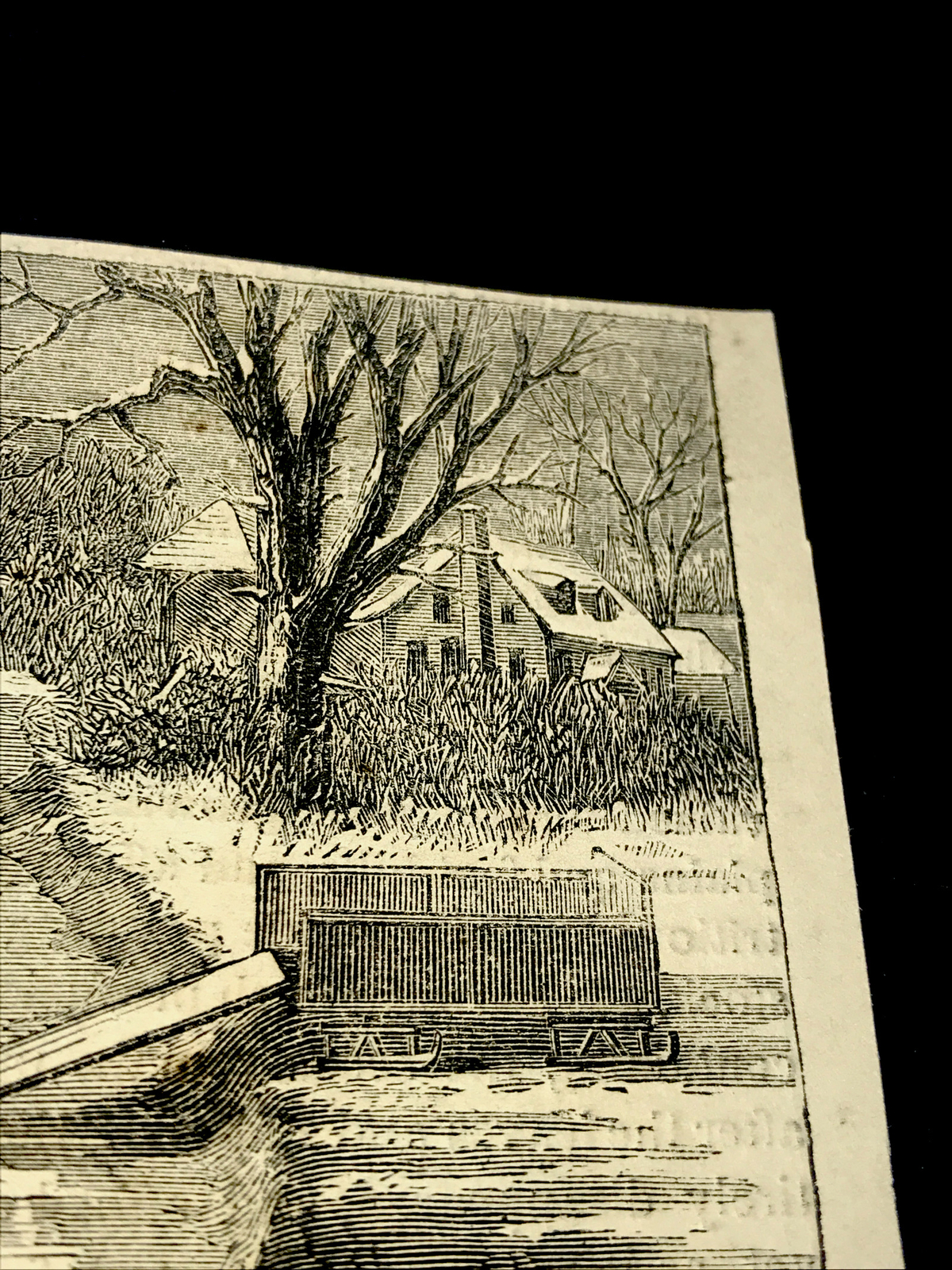 ORIGINAL 1872 GETTING OUT ICE ON THE FARM Engraving Advertising