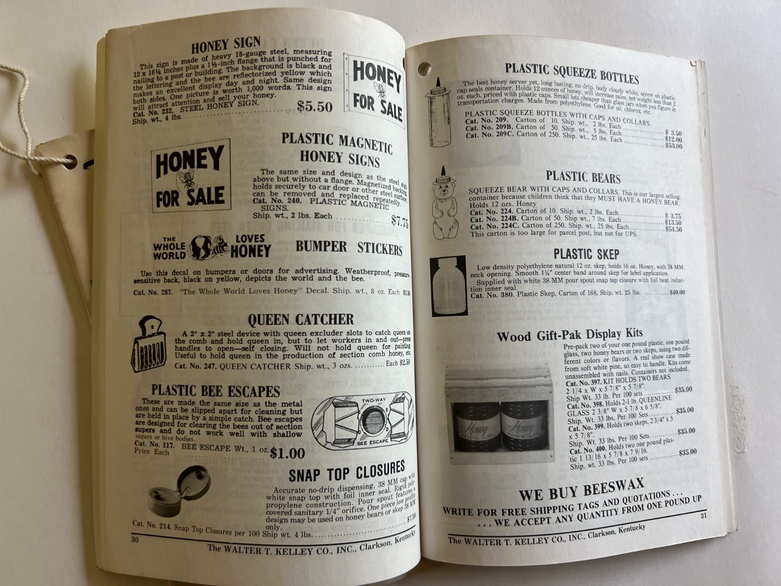1979 & 88′ Walter T. Kelley Bee Supply Catalogue w/ order form