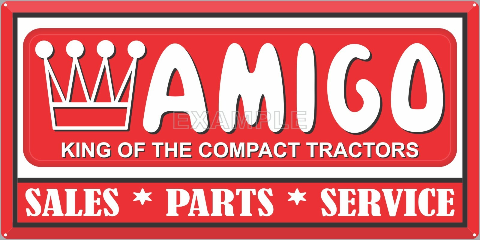 AMIGO COMPACT GARDEN TRACTORS DEALER VINTAGE SIGN REMAKE ALUMINUM SIZE OPTION