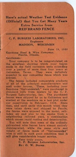 1930 Square Deal “Red rand” Fence Advertising Memo Book