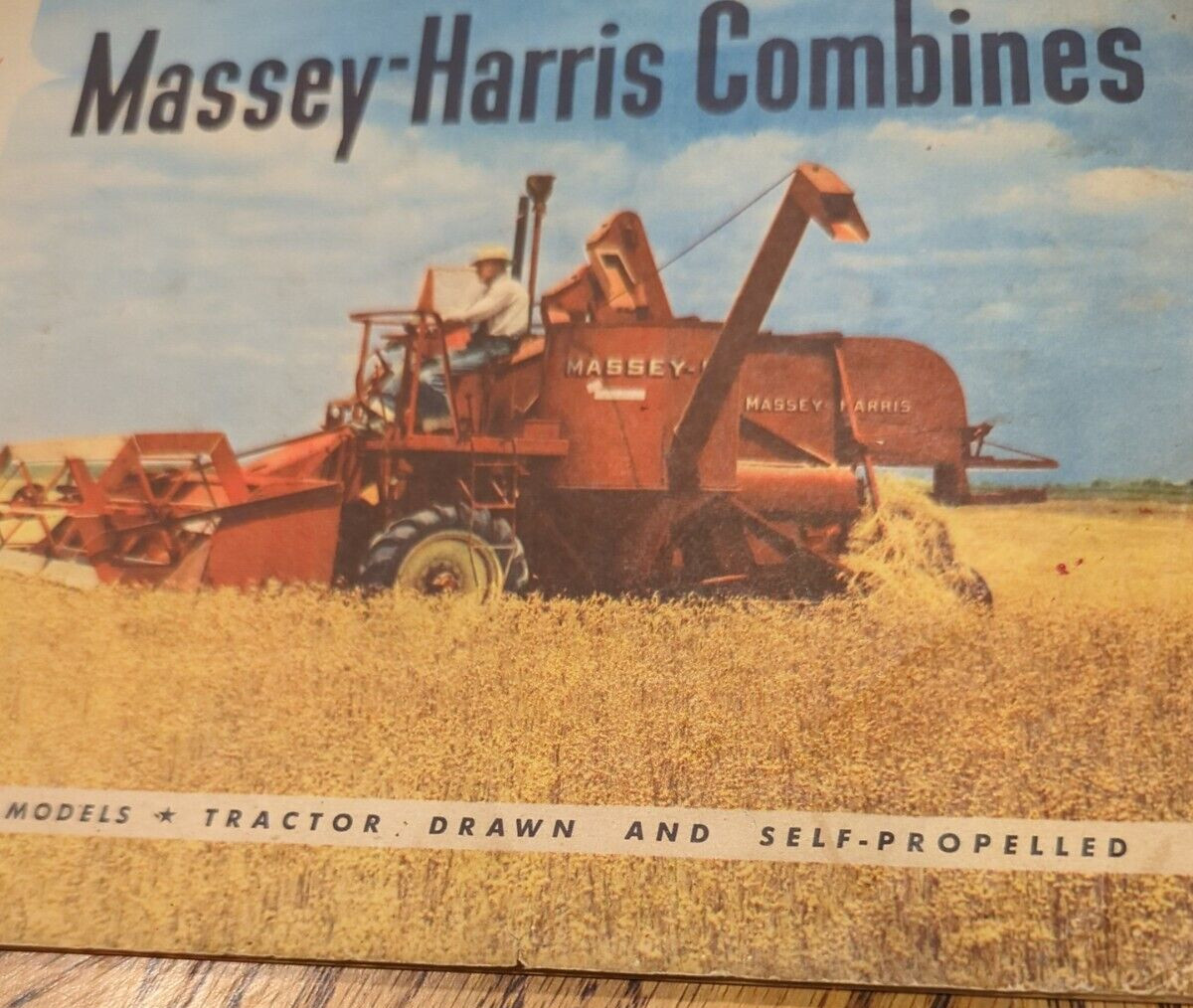Massey Harris 1950’s Combine Sales Booklet Full Color Lot Of 2 Combine Pts &Man
