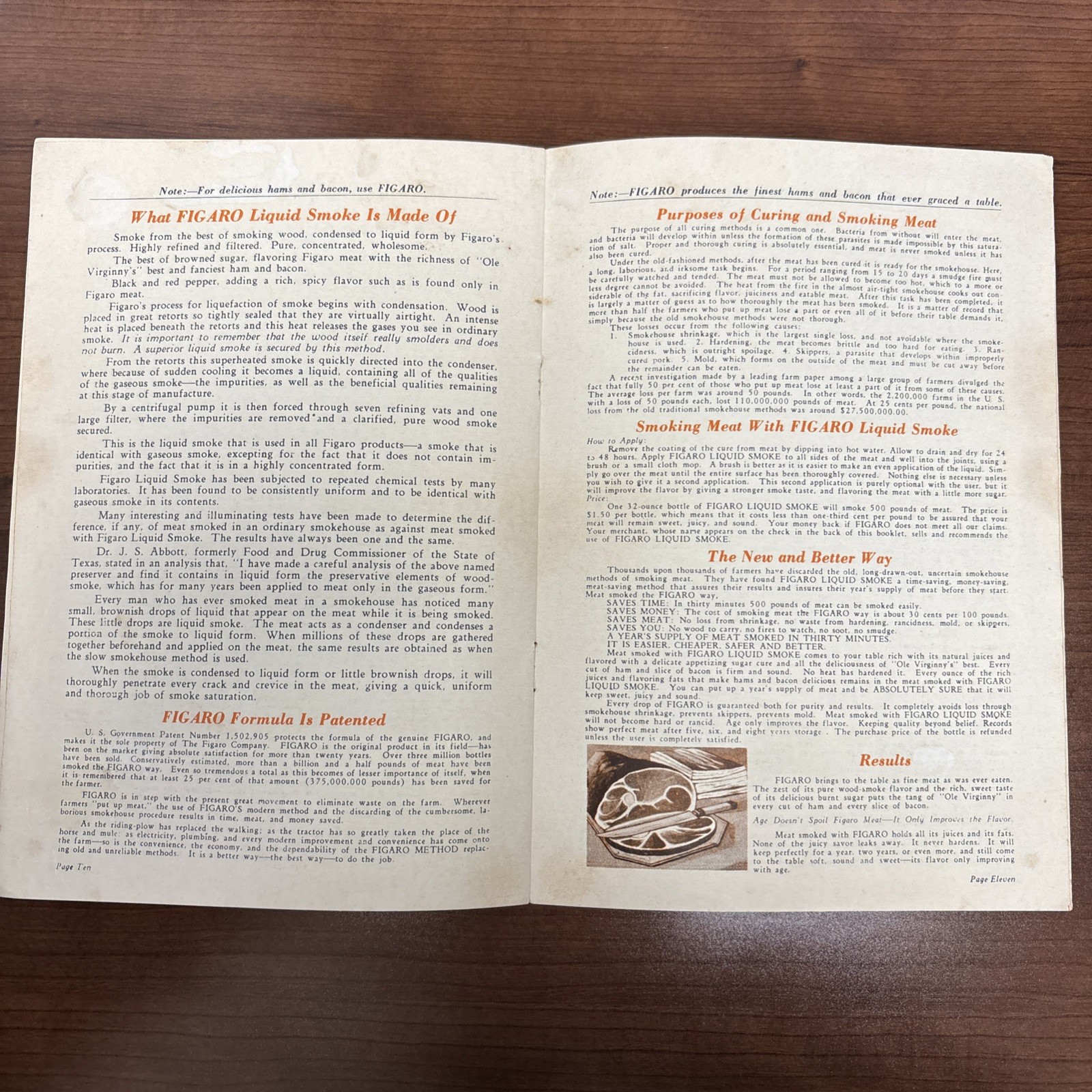 Figaro’s Message Booklet Butchering Pigs Curing Liquid Smoke Dallas TX 1930
