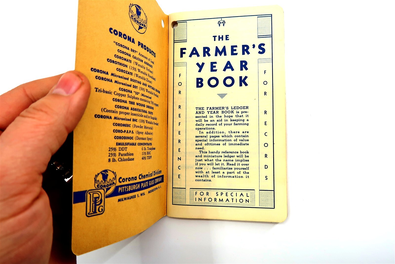 Vintage 1953/54 FARMER’S YEAR BOOK by Corona Chemical Div Pittsburgh Plate Glass