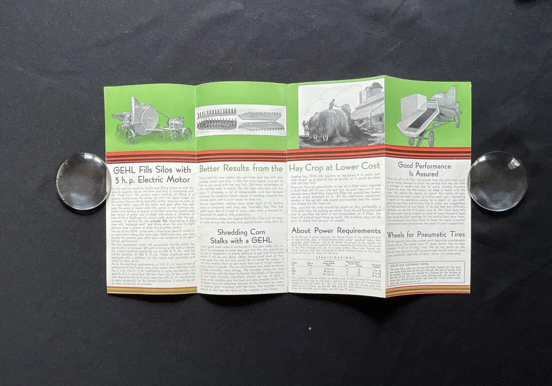 1935 Gehl Ensilage and Hay Cutters Brochure Farm Equipment West Bend Wisconsin
