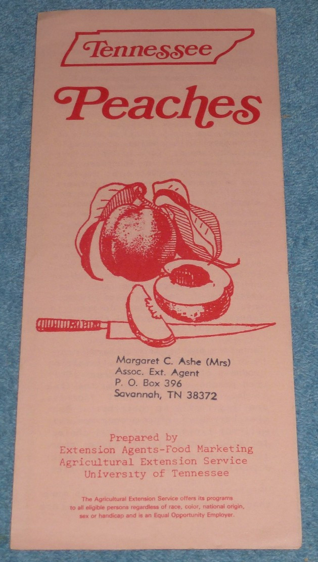 Vtg 1980s Tennessee Peaches Info Recipes Brochure Agricultural Extension Service