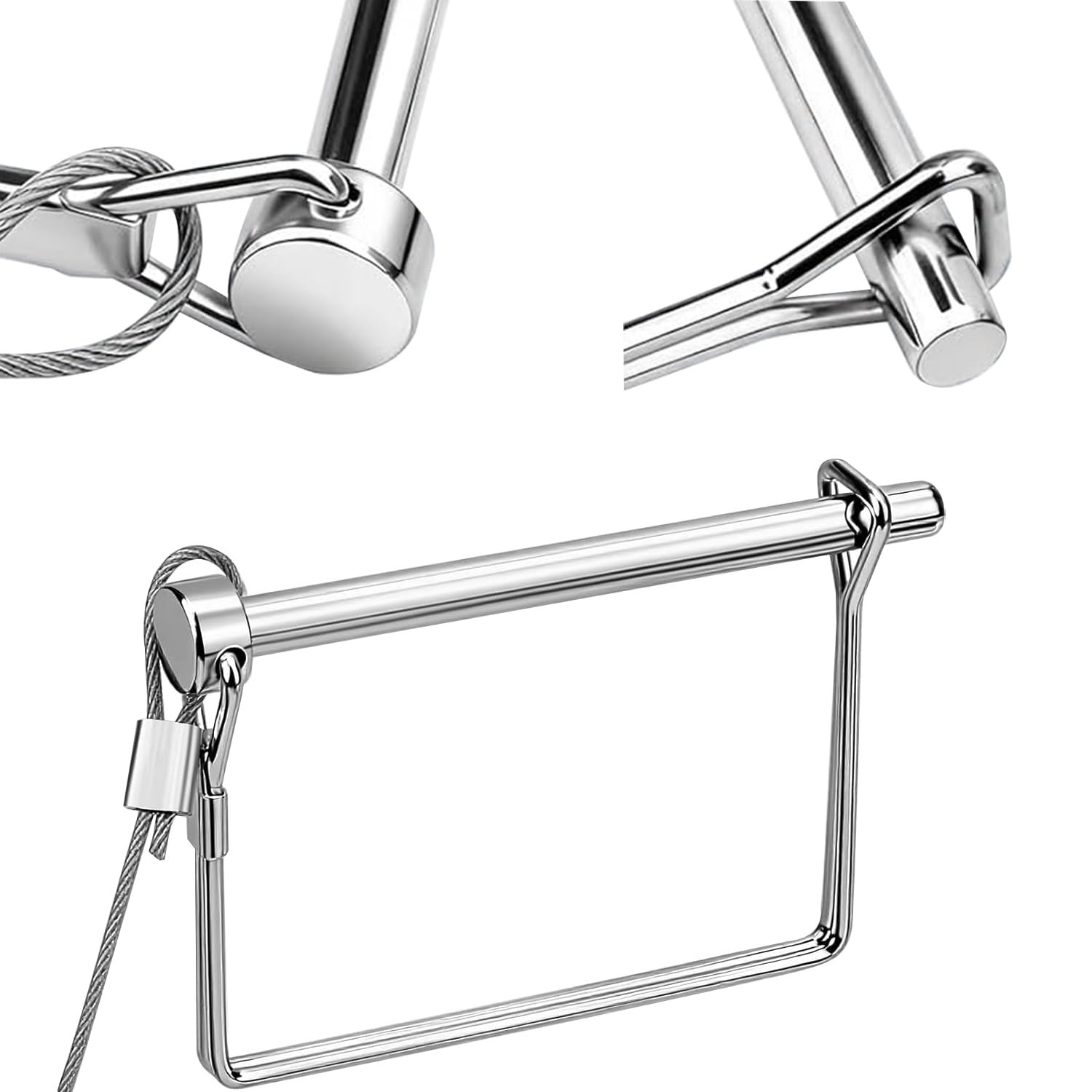 2 Pack 5/16″x4″Trailer Coupler Pin W/ Anti-Loss Cable Square Wire Lock Pin