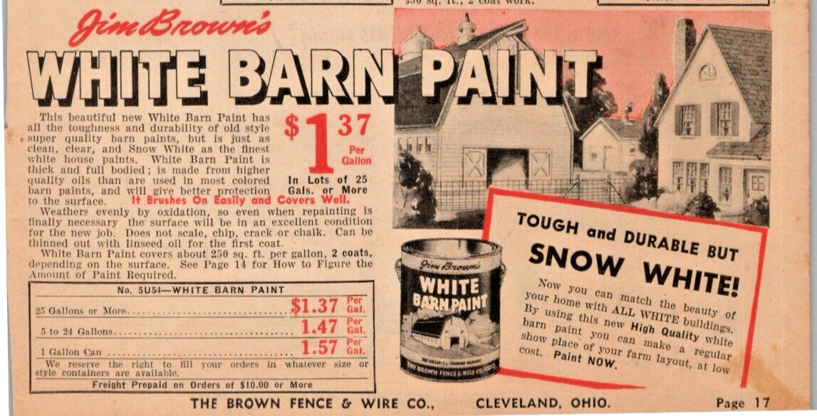 1943 Print Ad Wearbest BARN PAINT 9.5″ x 6.5″ – Jim Brown product