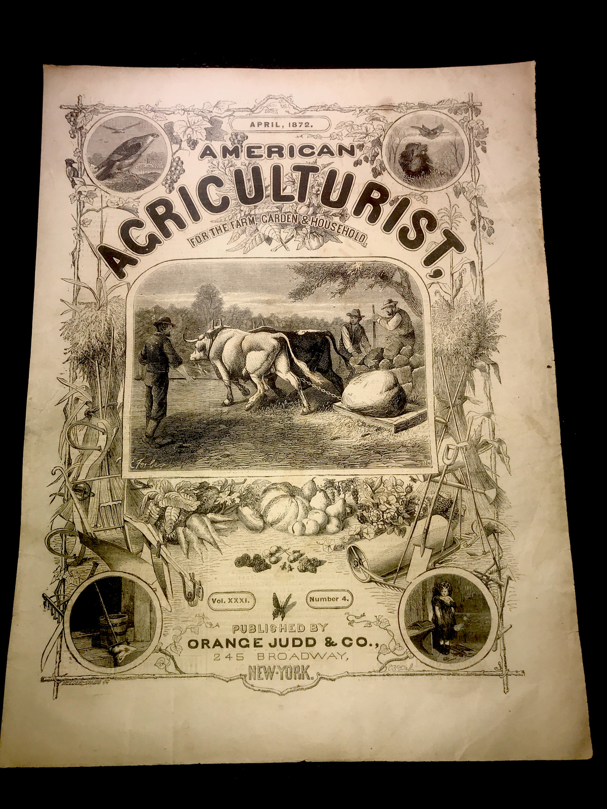 ORIGINAL 1872 Settler Farm Engraving Advertising