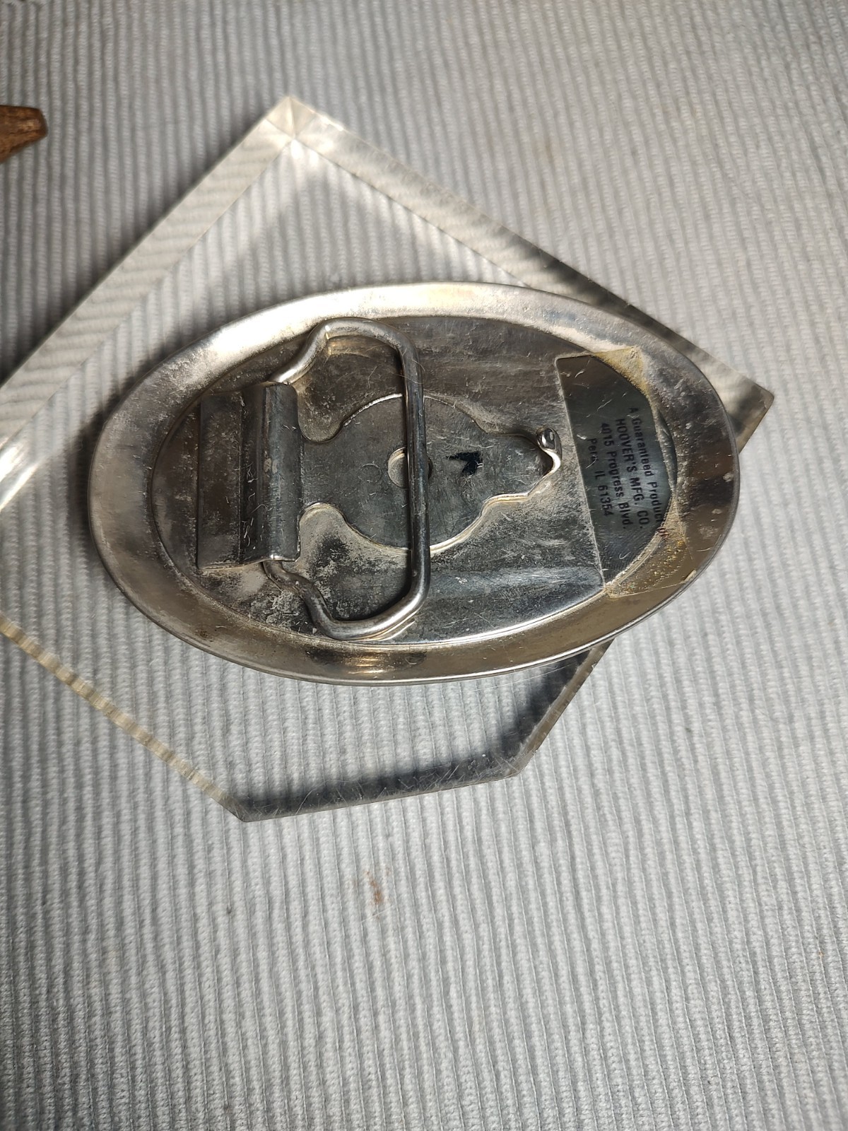Case Colored Blue & WhiteBelt Buckle with Eagle Silvertone 3.5″