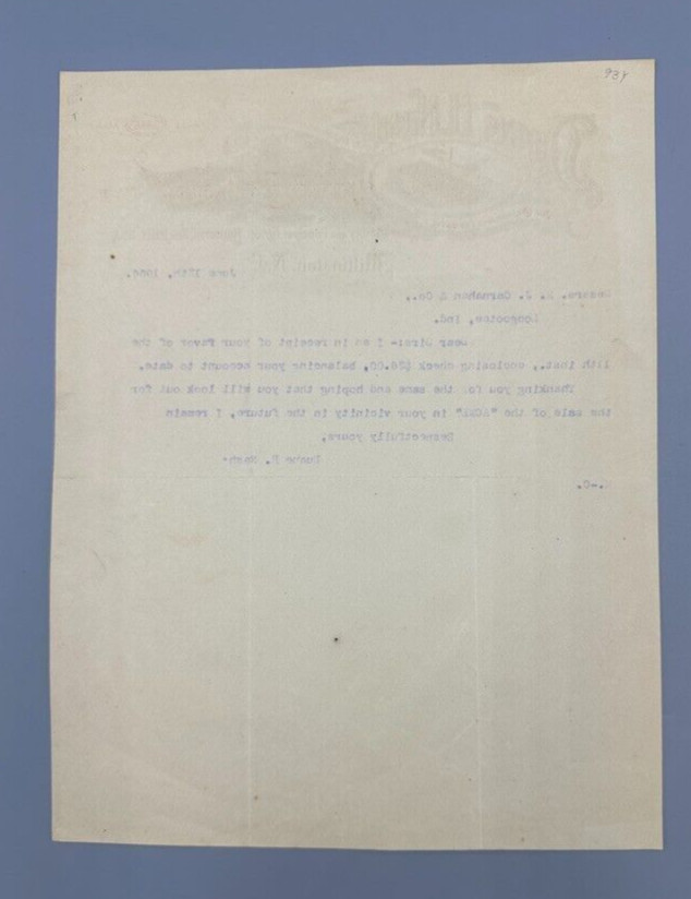 1906 ACME HARROW Duane Nash MILLINGTON NJ Farm Advertising Illustrated Letter