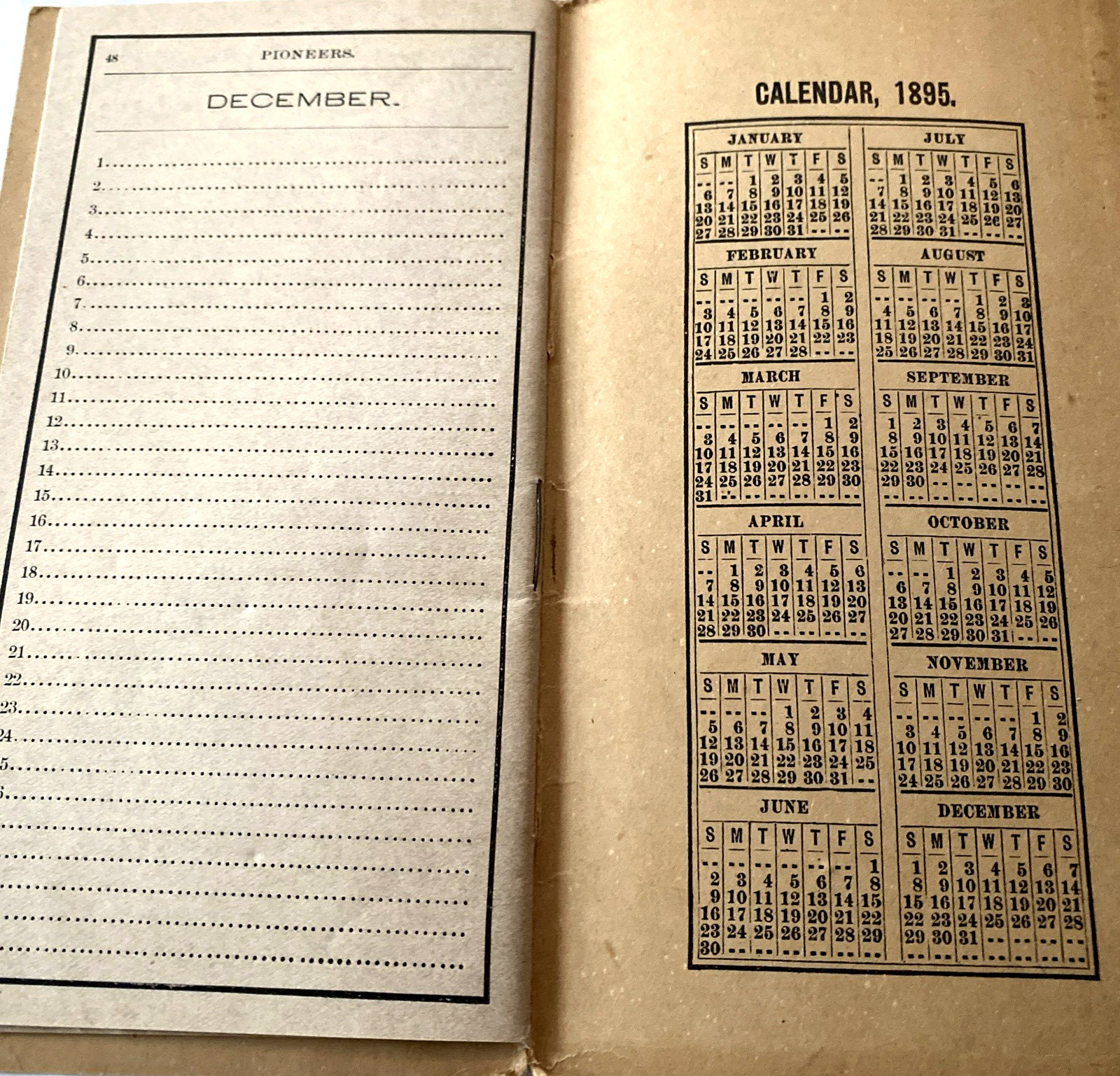Great Eastern Fertilizer Co. Sales Office Pocket calendar 1895 SC illustrated