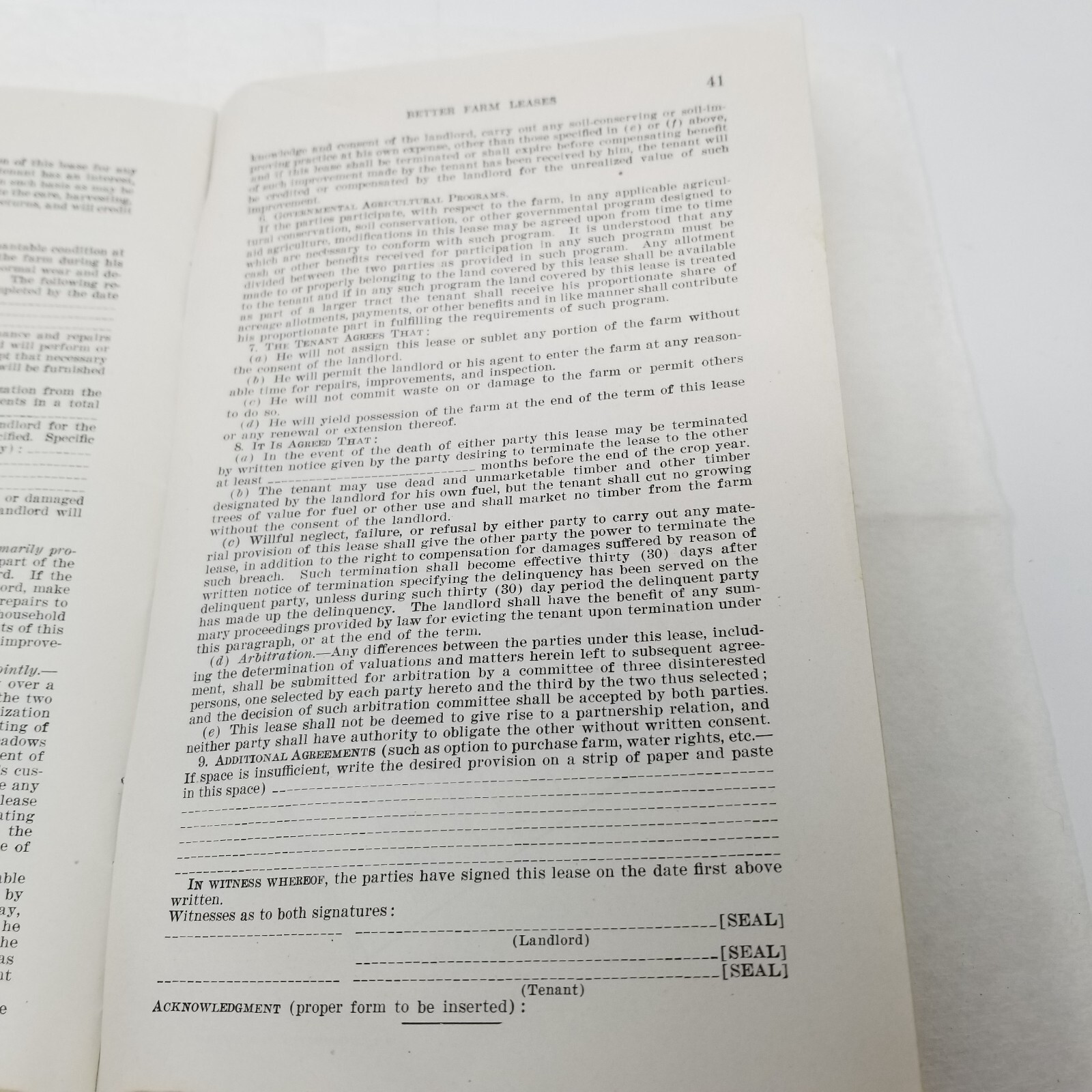 Better Farm Leases 1946 Farmers’ Bulletin Booklet 1969 USDA Guide Checklists