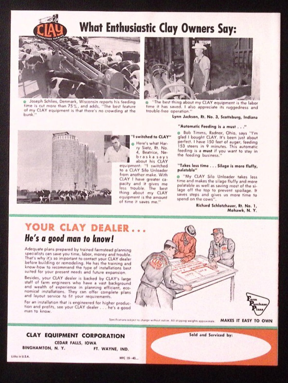 1950s Clay Pushbutton Faming Automated Feeding Systems for Cattle Brochure