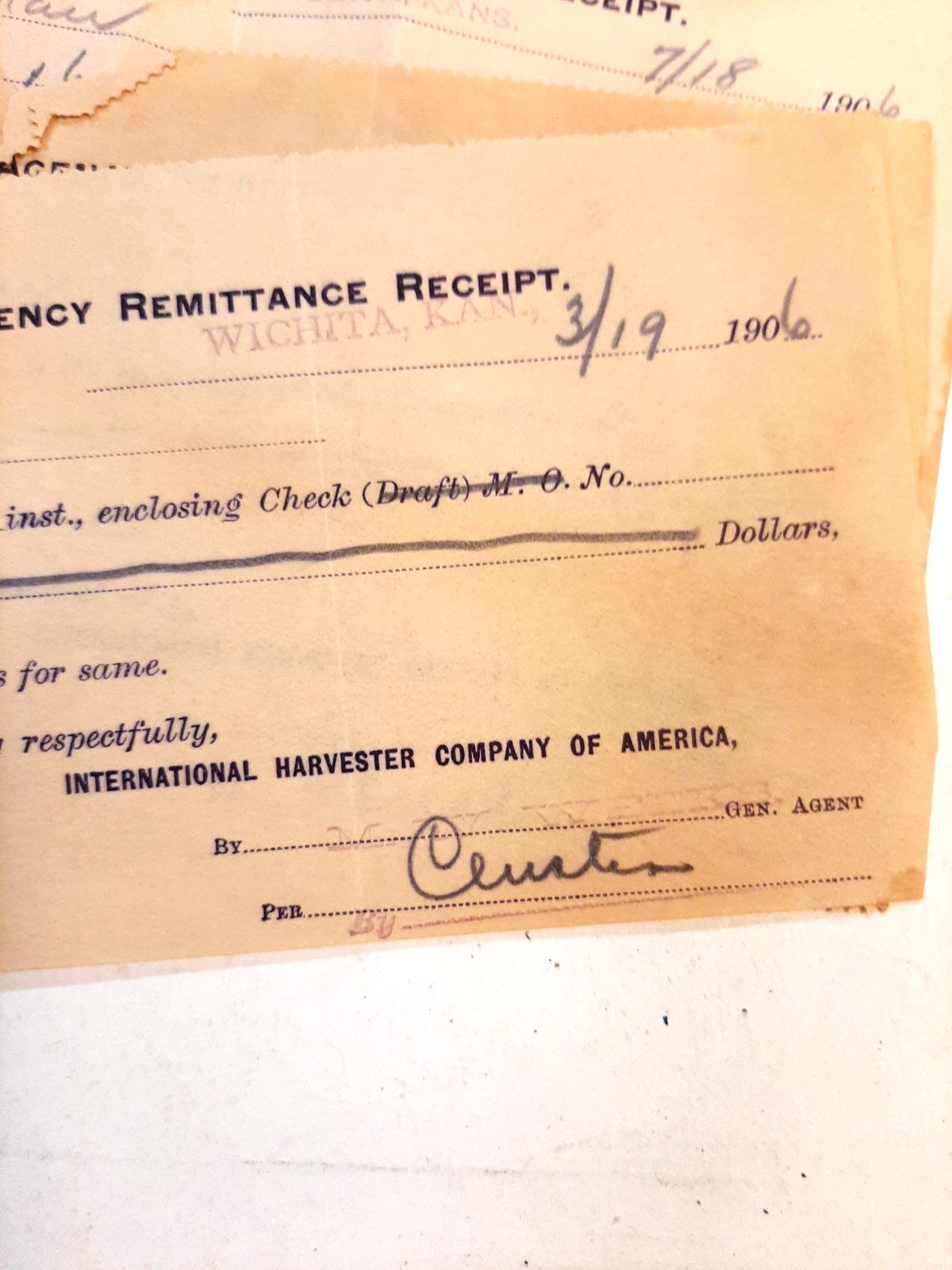 1906 International Harvester Co Invoices & Receipts Lot/30 pcs Wichita Kansas
