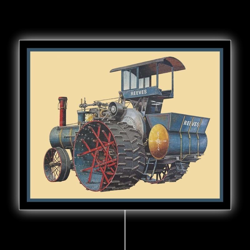 MASSIVE Reeves Steam Traction Engine NEW LED Hanging Lighted Sign: 18×23″