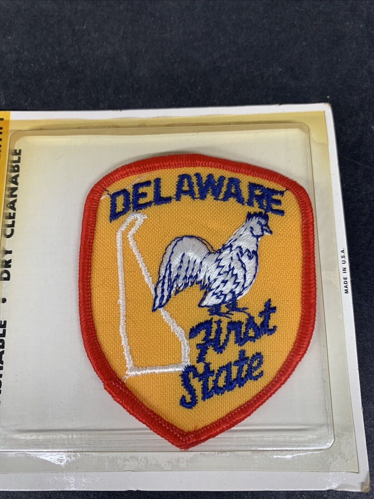 Vintage Embroidered Patch DELAWARE First State Poultry Chicken Rooster Farm