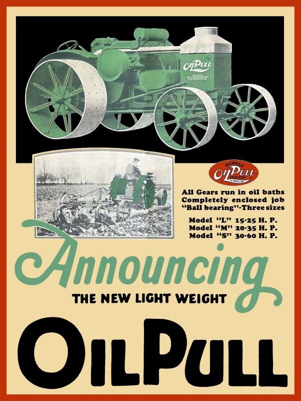 1924 Rumely Oil Pull Light Weight Tractor NEW Sign 24 x 30″ USA STEEL XL Size