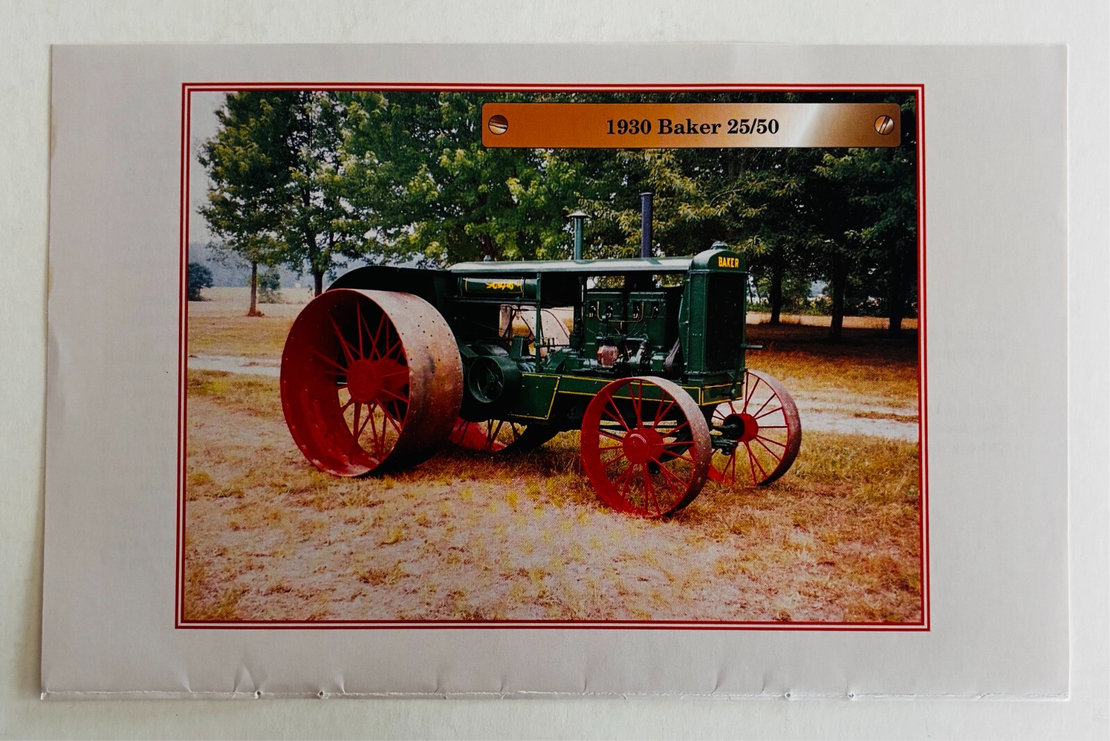 1930 Baker 25/50 Antique Tractor 1970-80s Book Print Agriculture Farming C80A