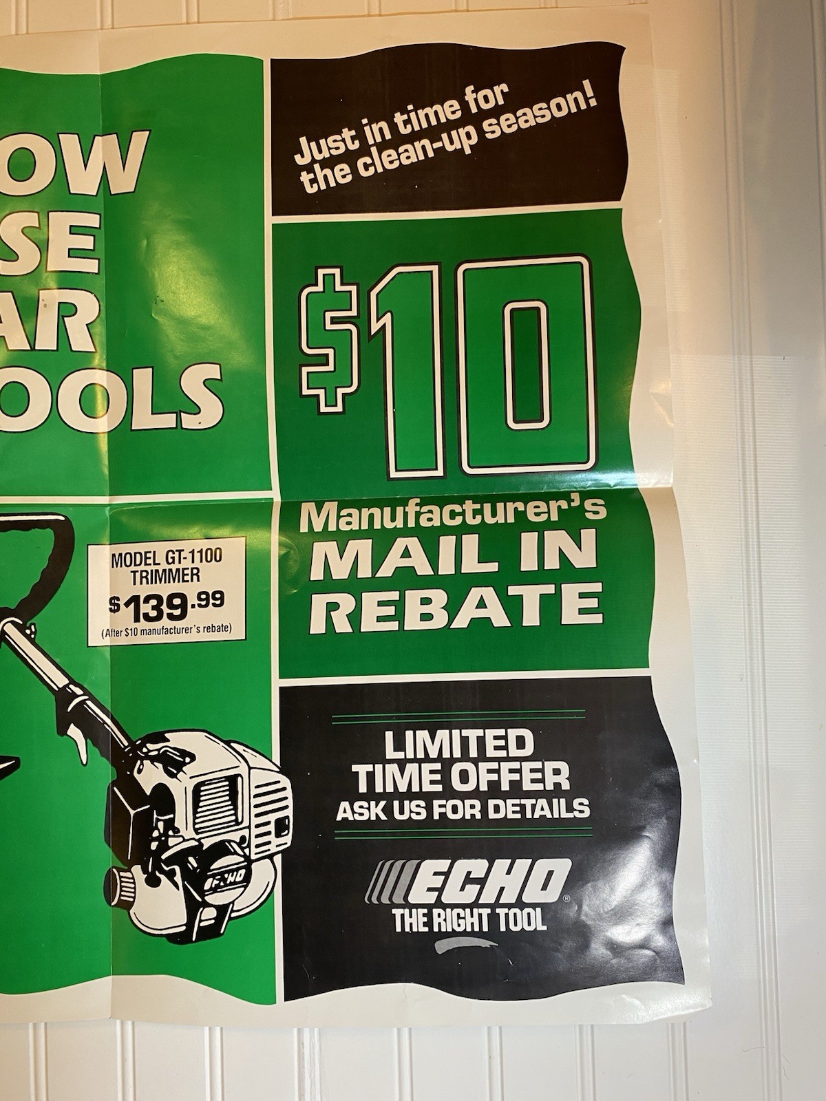 Vintage Echo Chain Saws Tools Advertising Poster Sign Green Black White 25″x22″