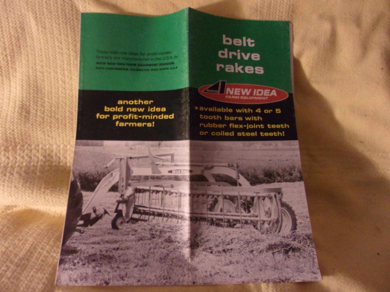New Idea Belt Drive Rakes Sales Brochure 1960’s Farm Hay