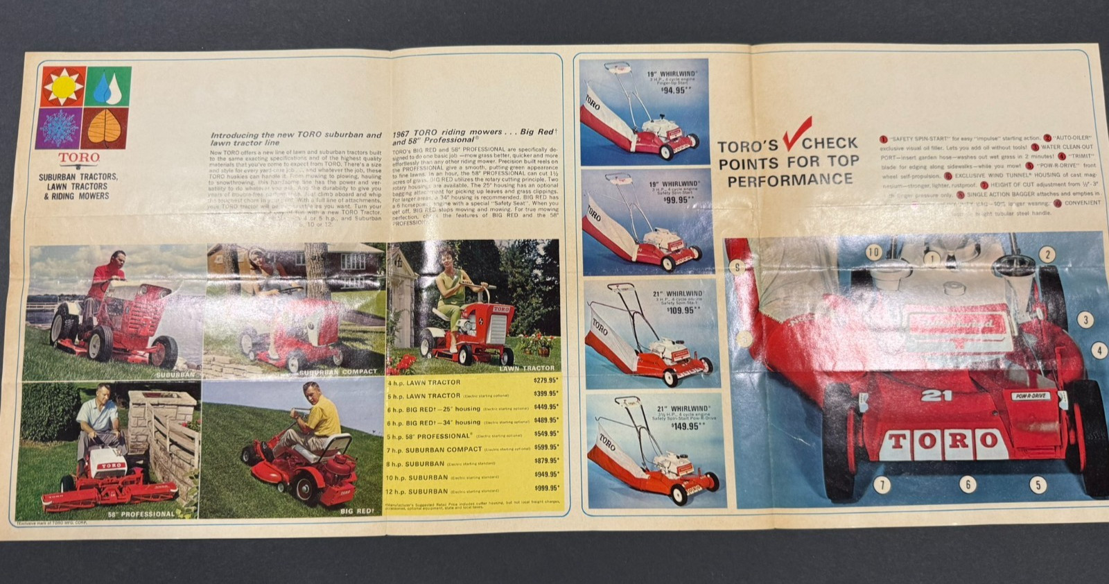 1967 Toro Lawnmower & Snowblower Brochures…..Lot of 2