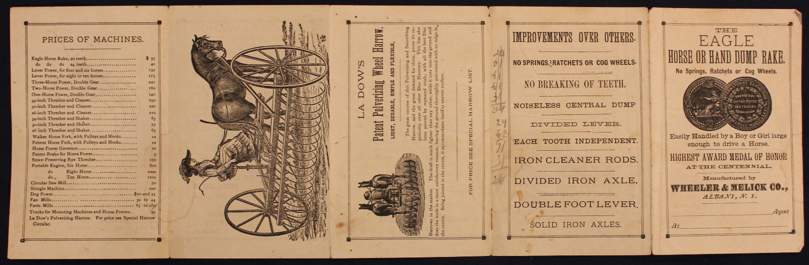 Original 1800s Eagle Horse or Hand Dump Rake Advertising Leaflet