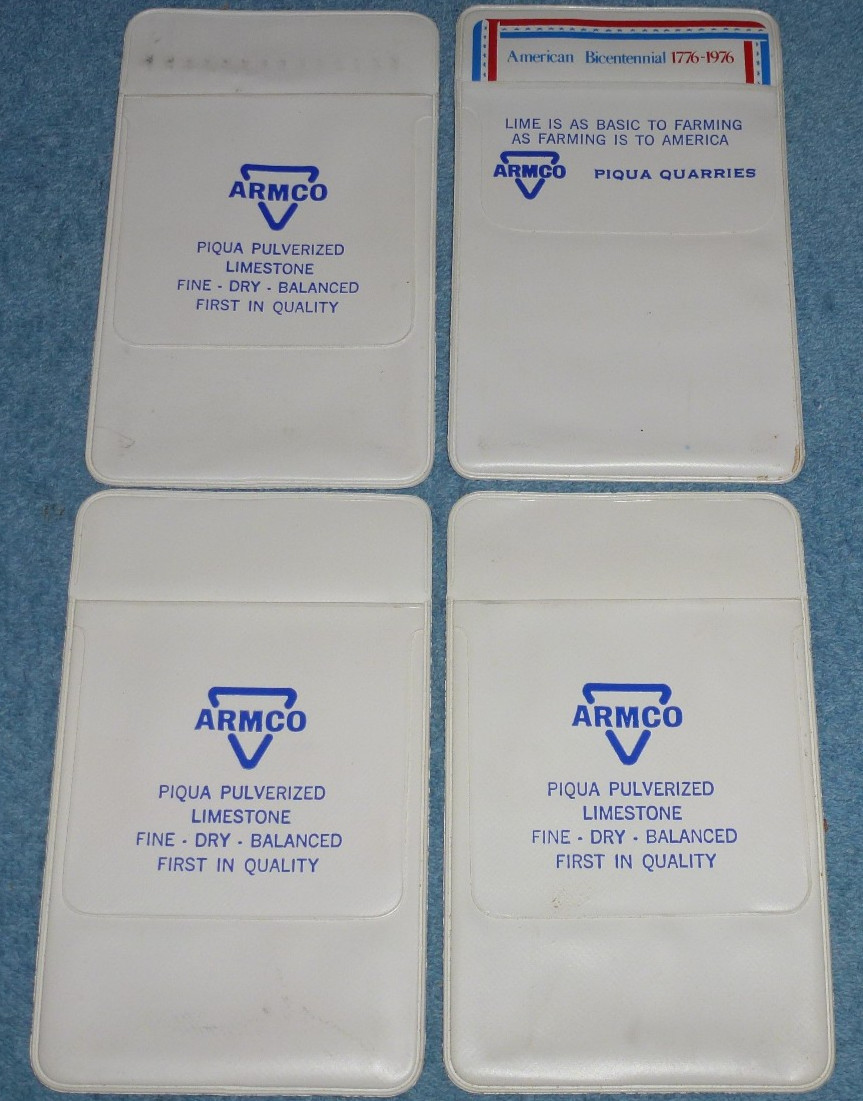 Lot of 4 Vintage 1970s Pocket Protectors Armco Piqua Pulverized Limestone Ohio