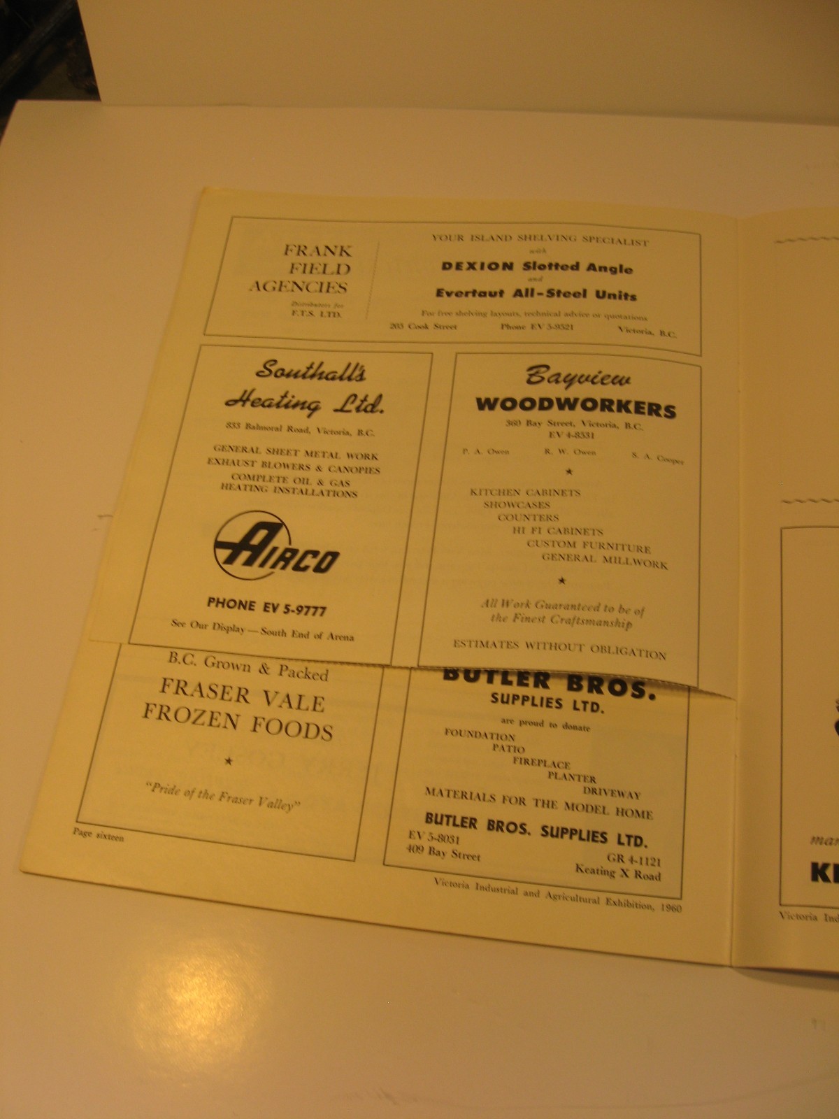 Victoria Industrial + Agricultural Exhibition Programme 1960 Memorial Arena