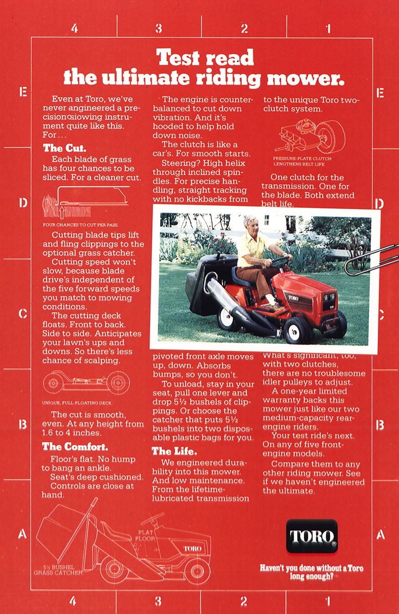 1978 Toro Riding Mower: Ultimate Riding Mower Vintage Print Ad