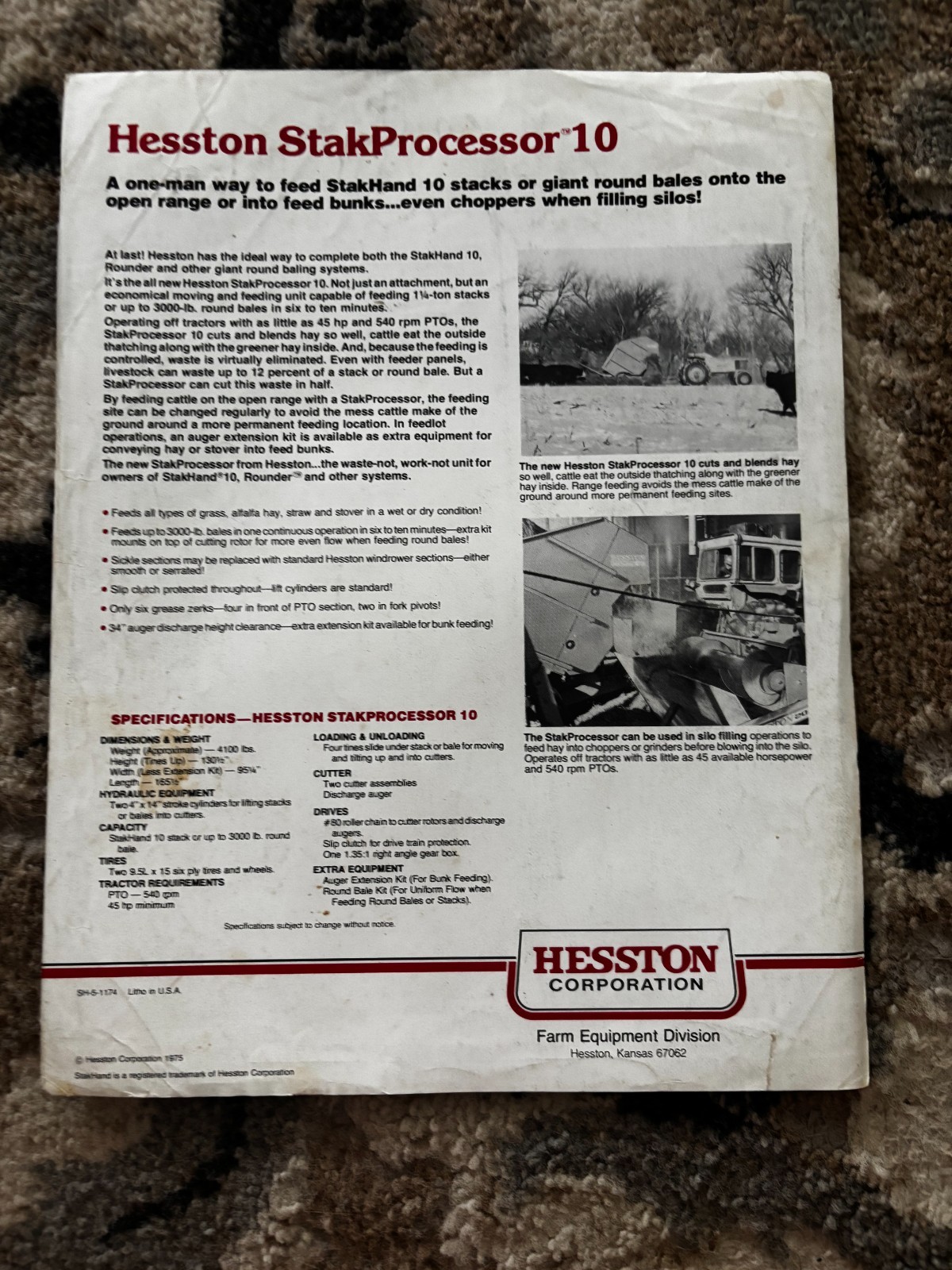 Hesston Model 10 StakProcessor For 1975 Brochure DCPA26
