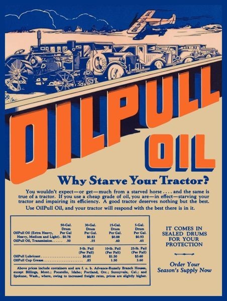 Rumely OIL PULL Engine Oil, La Porte Indiana NEW Metal Sign: 12×16″ Free Ship