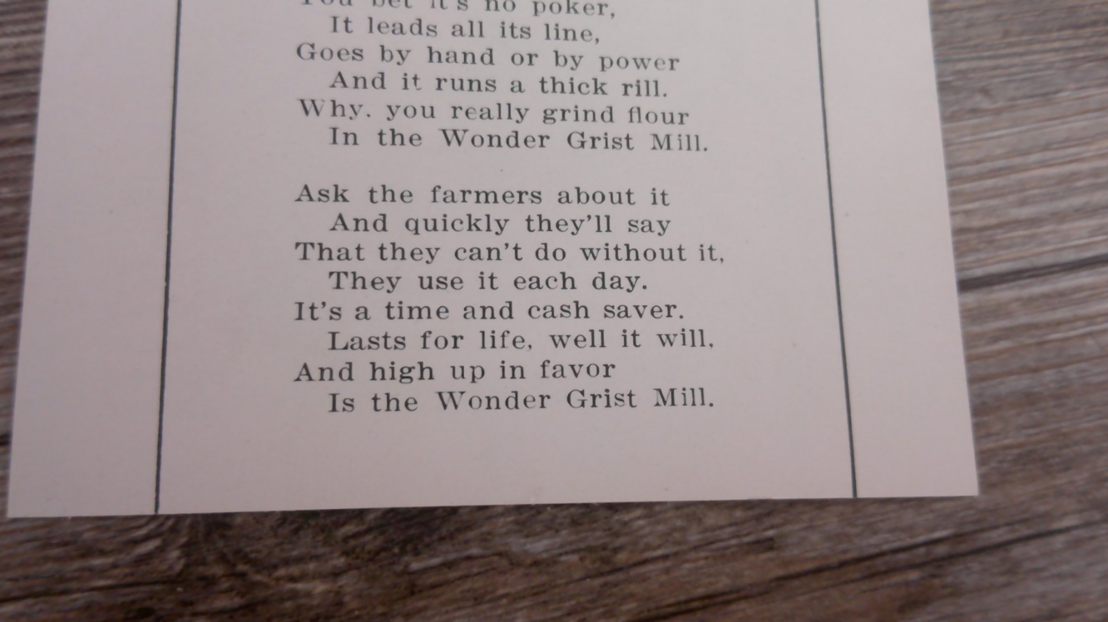 advertising paper for Humphrey’s grist mill for farm and home pictured 11B