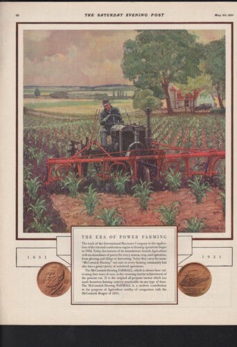 1931 MCCORMICK DEERING HARVESTER FARMALL TRACTOR WEED CHARLESON ART AD 10422