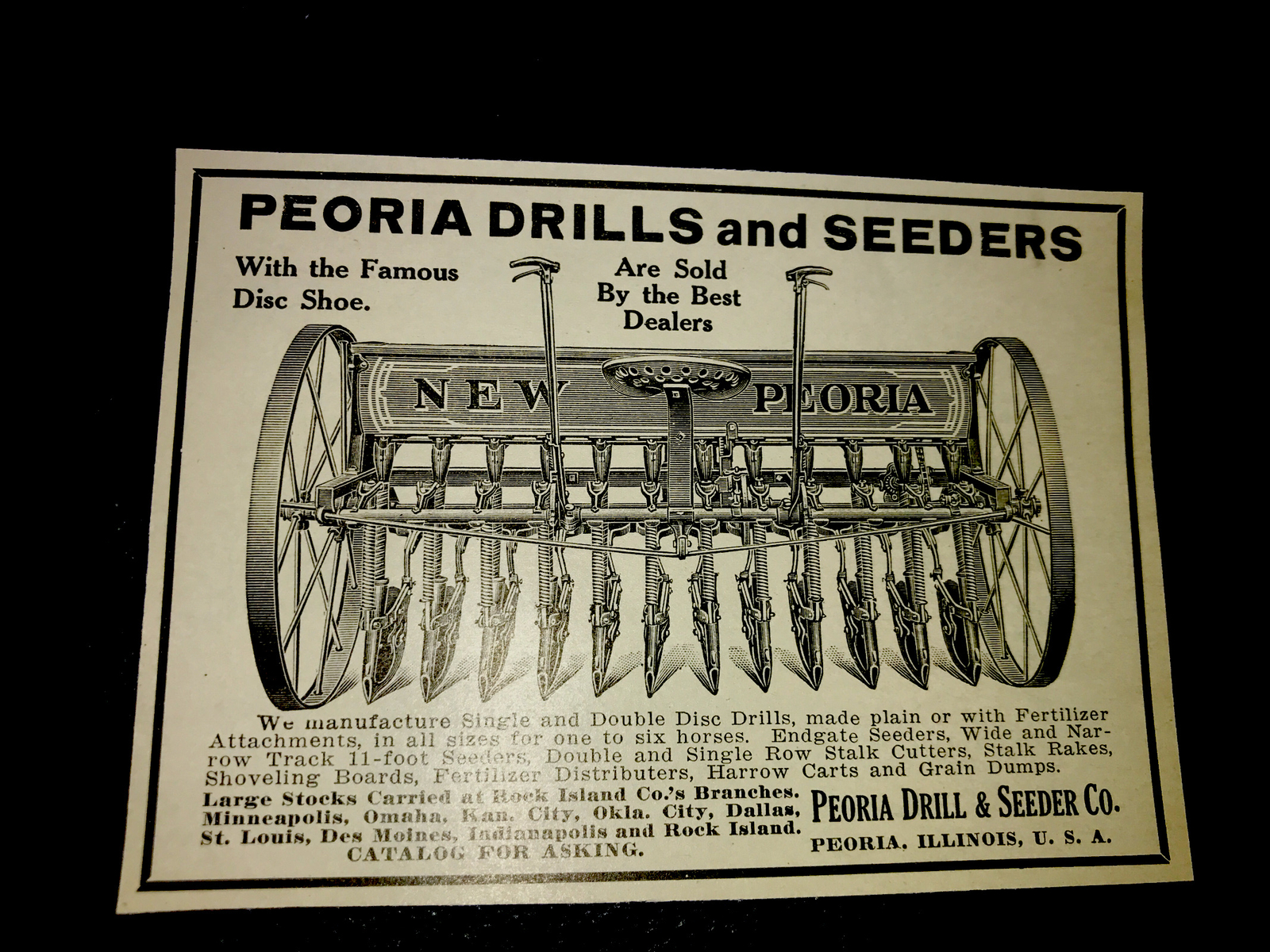1916 Peoria Drill & Seeder Co. Farm Advertising – Peoria – Illinois