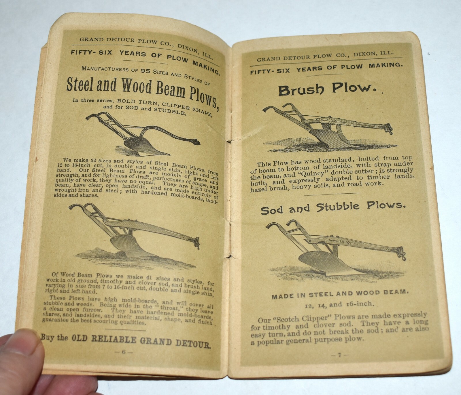 RARE 1893 GRAND DETOUR IL FARM IMPLEMENT TRACTOR ADVERTISING CALENDAR LEDGER