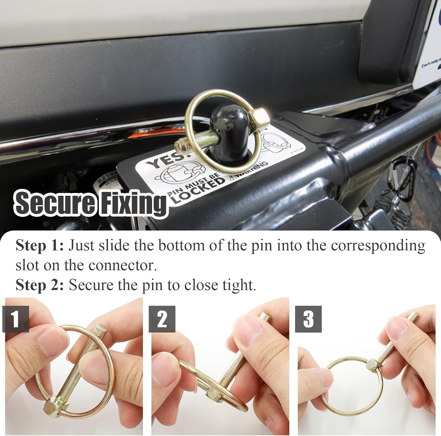 12Pcs 1/4 Inch Locking Pin with Ring, Round Hitch Pin Assortment Kit, Secure …