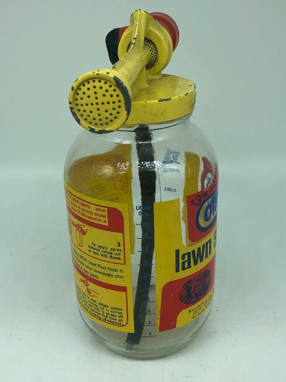 Vintage 1960’s Metal Ortho Chevron Chemical Lawn Fertilizer Glass Sprayer