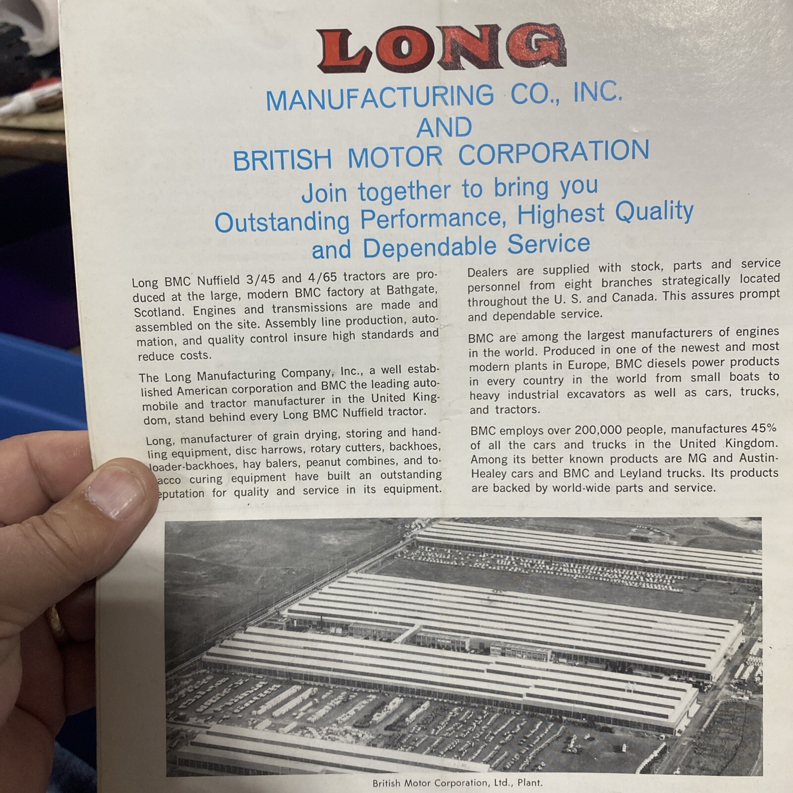 Vintage, Rare Long BMC Nuffield Tractors Brochure
