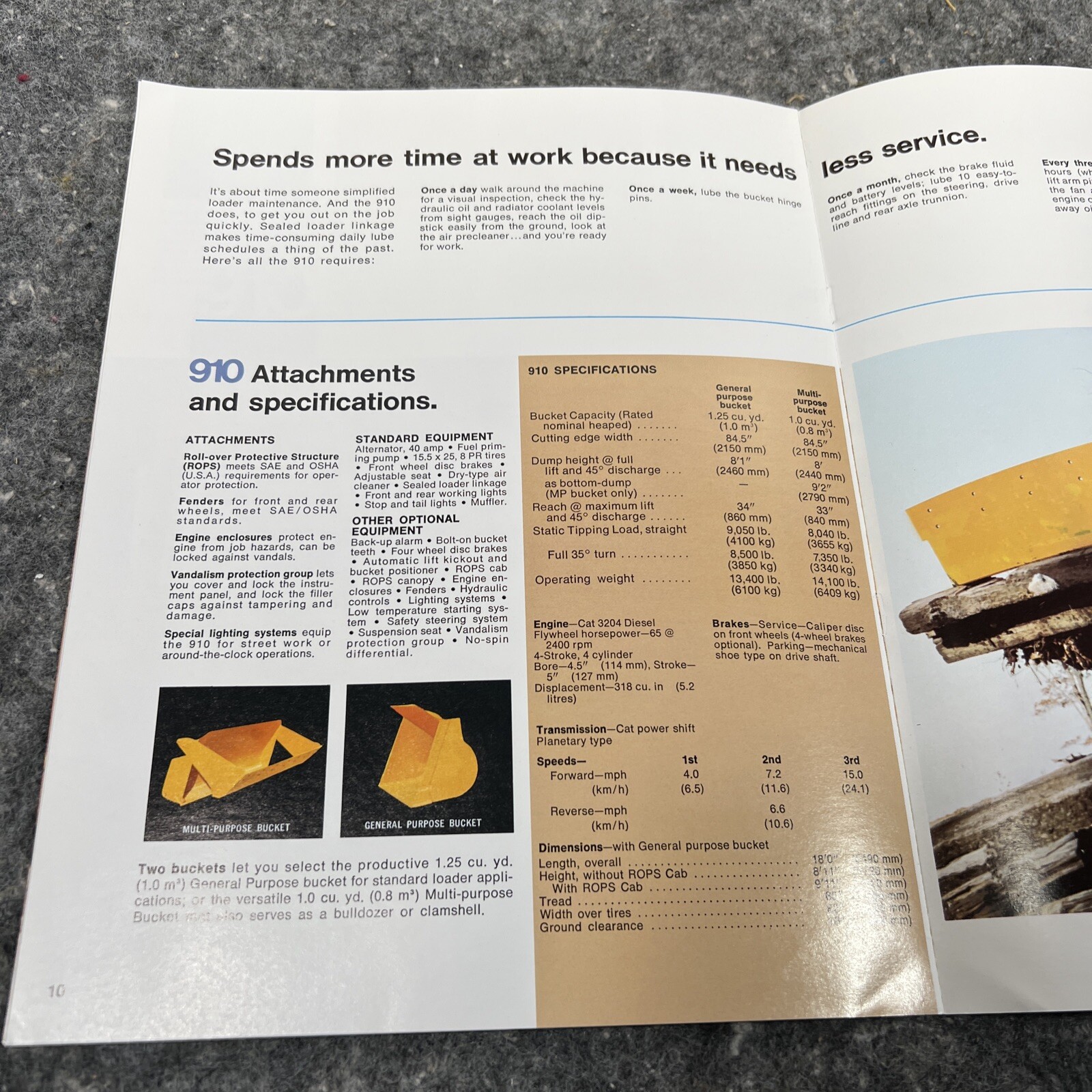 Equipment Brochure – Caterpillar – 910 – Wheel Loader – c1970’s with Envelope