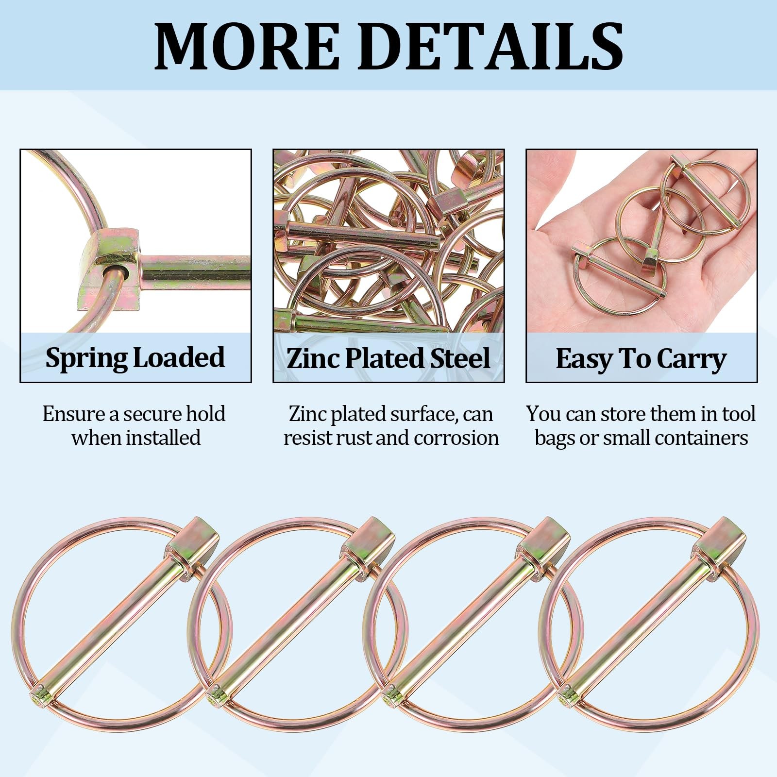 30 Pcs Lynch Pin Assortment Kit, 3/16″ Linch Pin with Ring Trailer Coupler Pins
