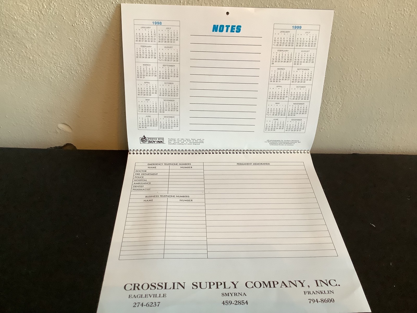 Vintage 1998 Crosslin Supply Company Classic Farm Tractors Calendar