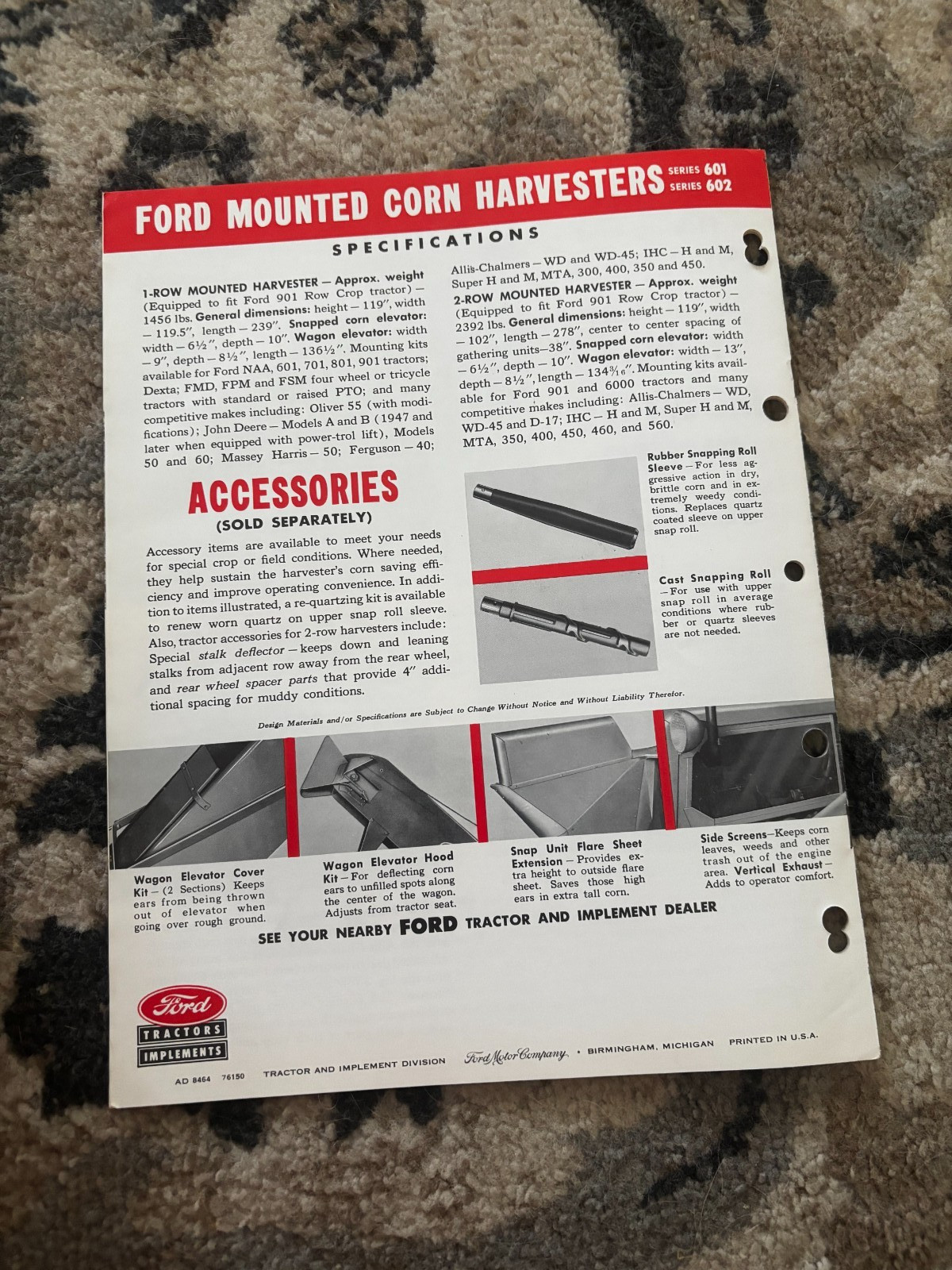 Ford Mounted Corn Pickers Harvester Brochure DCPA26