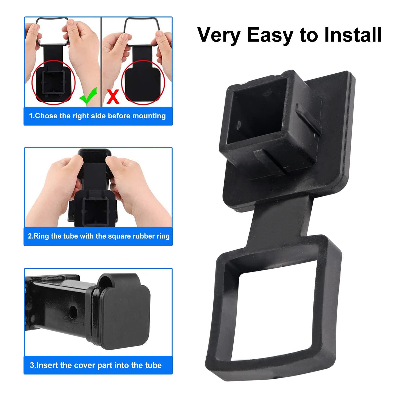 2PCS Trailer Hitch Tube Cover 1.25” Rubber Plug Cap 1.25inch, 2pcs 1.25inch