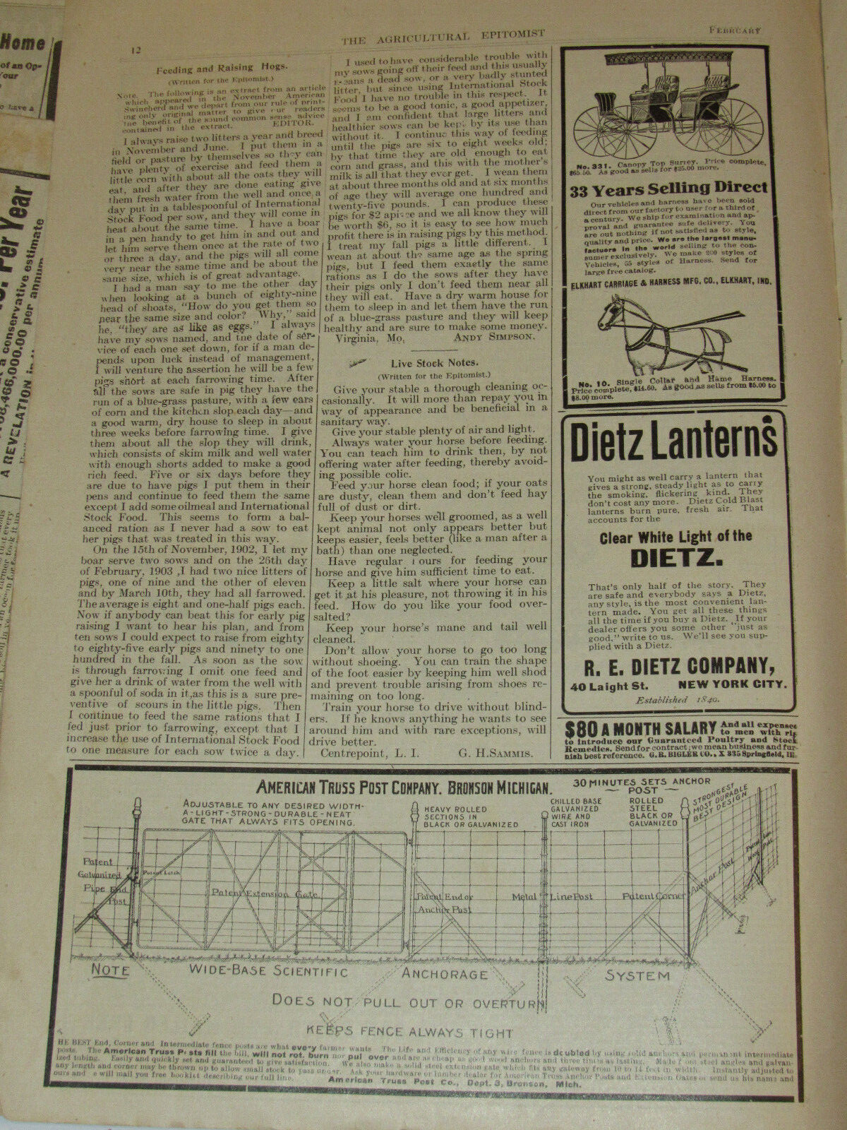 5 VTG 1906-07 ‘AGRICULTURAL EPITOMIST’ MAGAZINES! ONLY PAPER PRINTED ON A FARM!