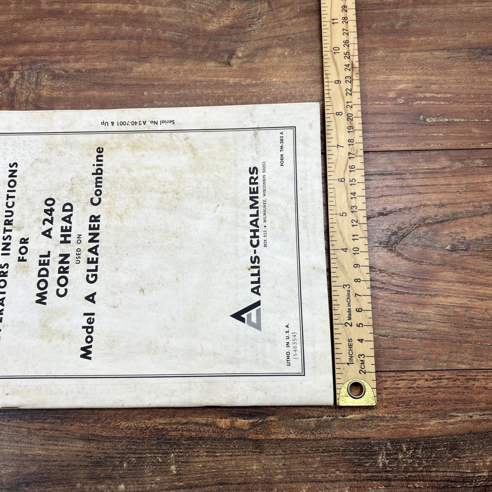 Allis Chalmers A240 Corn Head Operators Manual Gleaner A Combine Instruction