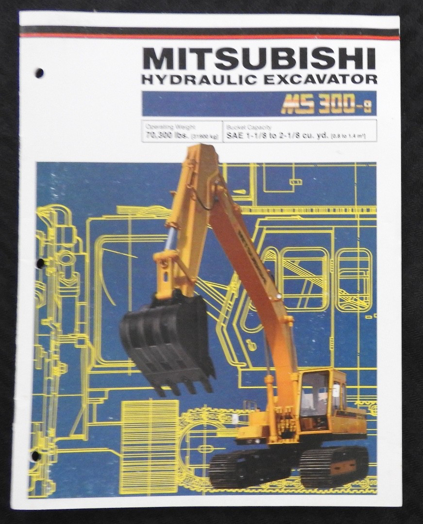 1980’s Mitsubishi MS 300-8 Excavator Sales FEATURES Catalog Manual + Brochure