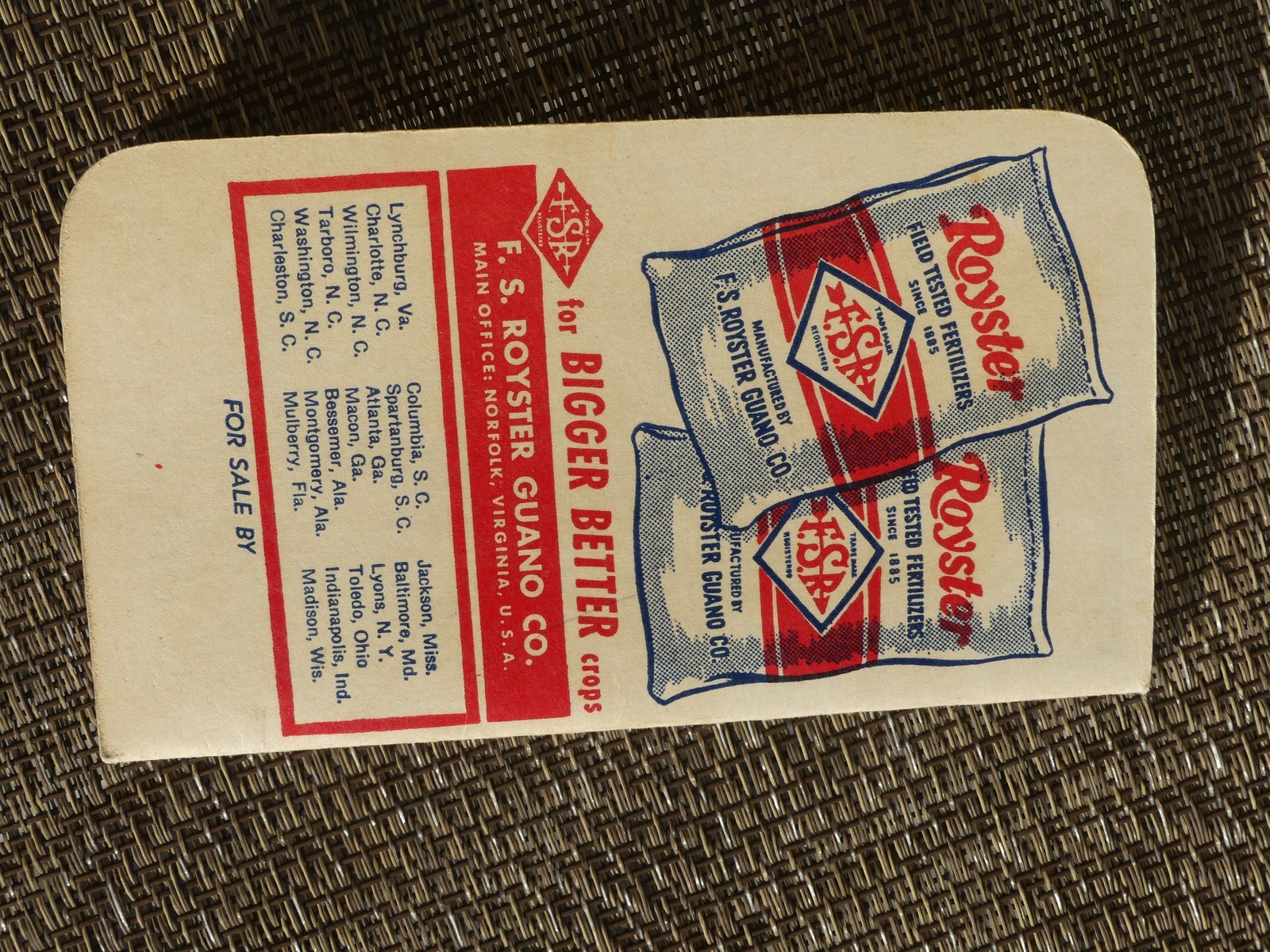 Vintage Royster Advertising Fertilizer Guano Farm Agriculture Calendar Booklet
