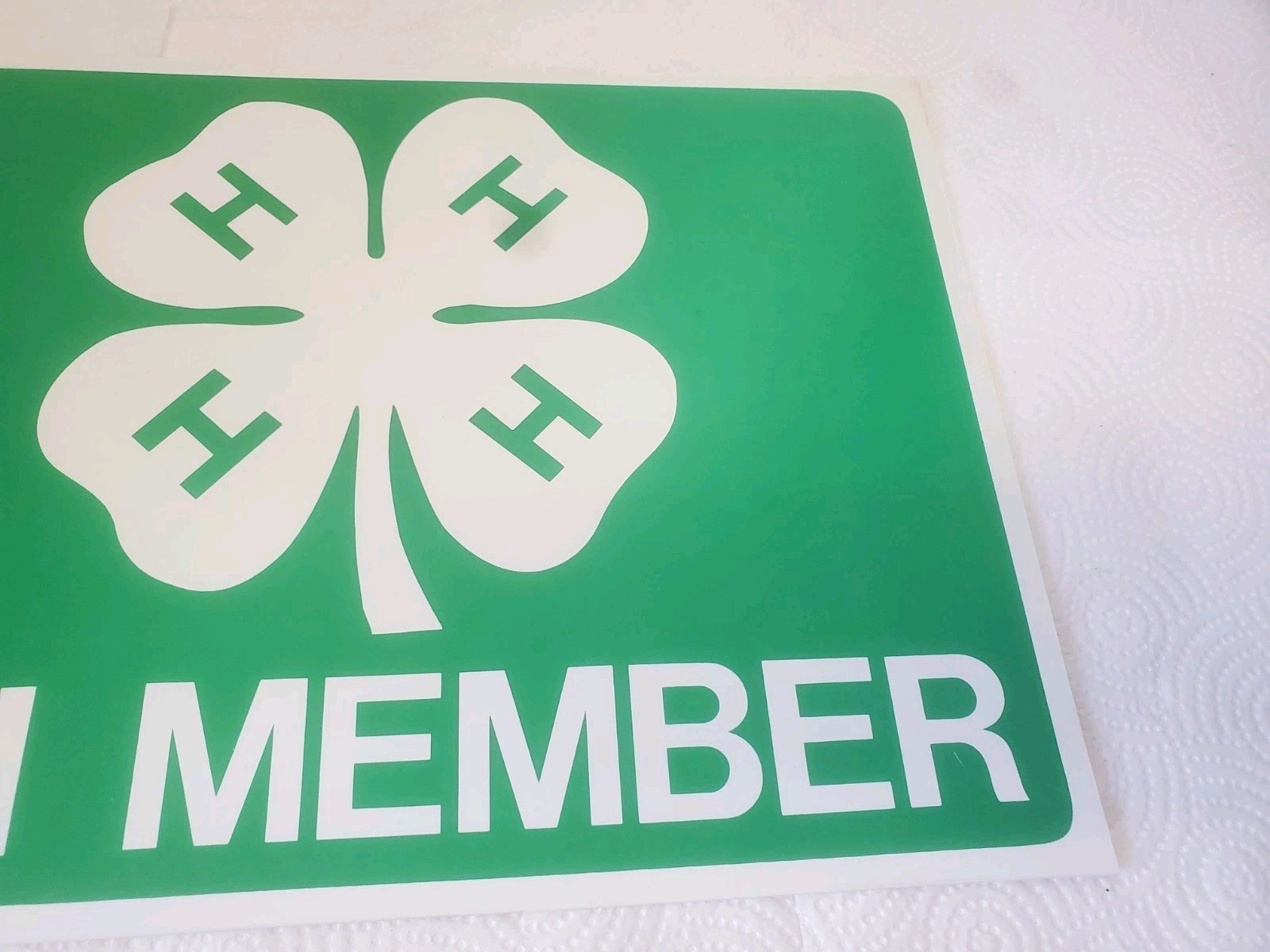 14″ X 12″ Plastic Sign 4-H Member Four Leaf Clover Logo Club